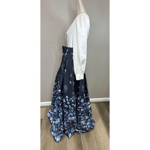 Sachin & Babi Zoe Floral Two-Tone Gown in Ivory Sapphire Floral Size US 4 $895 - Picture 5 of 7